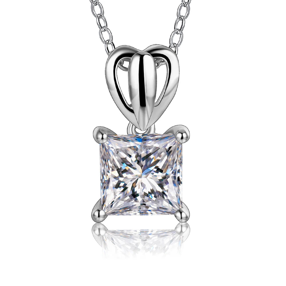 Princess Square Cut Moissanite Pendant Necklace | IL0000