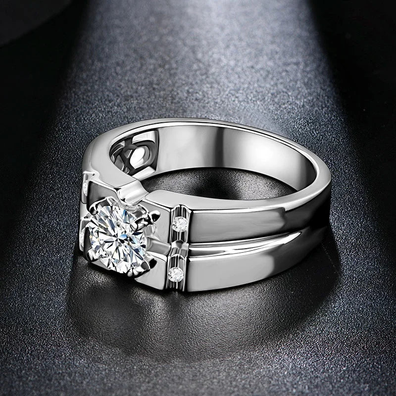 Silver Moissanite Center Channel Sides Ring | IL0000