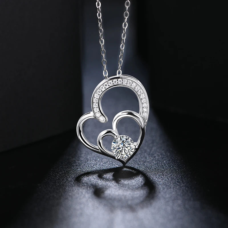 Intimate Silver Love Heart Moissanite Pendant | IL0000