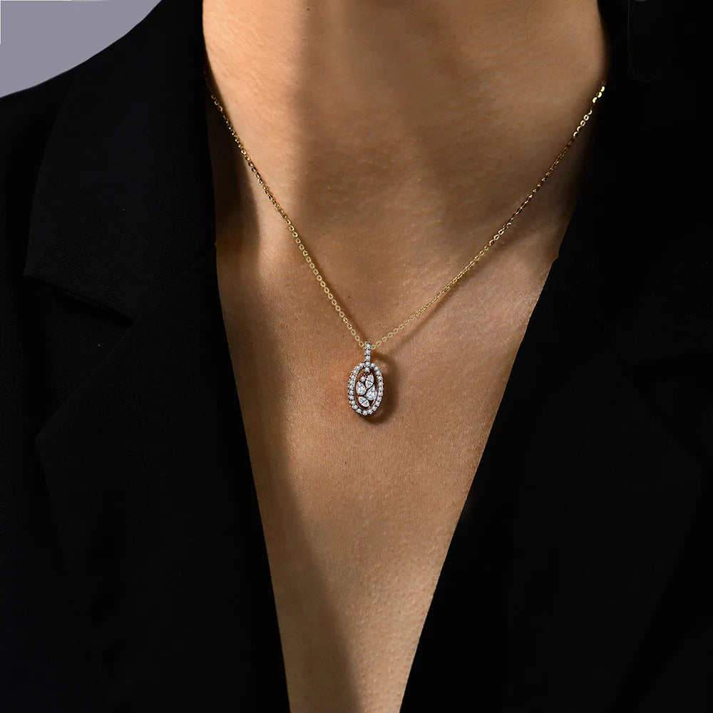 Oval White Gold Moissanite Necklace | IL0000