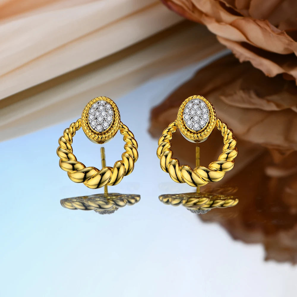 Luxe Rope Hoop Moissanite Stud Earrings | IL0000