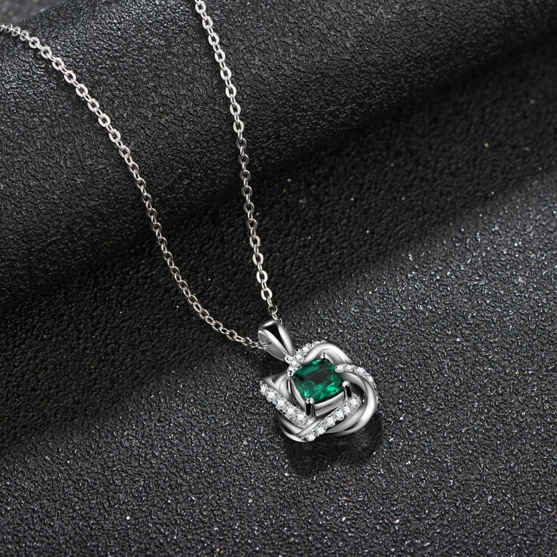 S925 Sterling Silver Lab Grown Emerald Gemstone Jewelry Set for Women Stud Earrings Necklace Pendant Vintage Lady Gifts