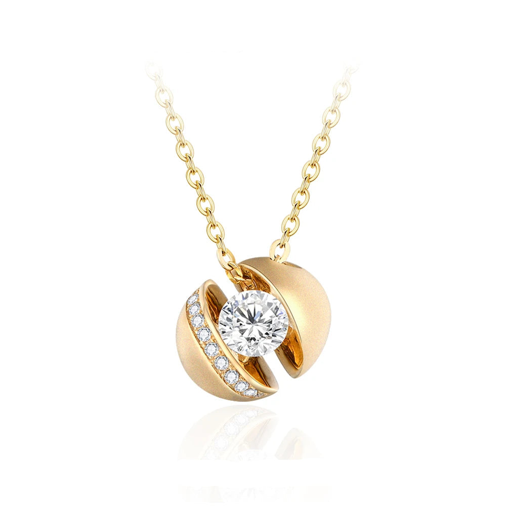 Round Cut 4.0mm Moissanite Gold Pendant | IL0000