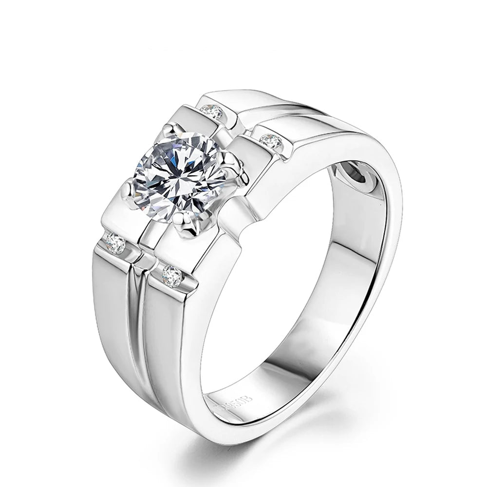 Silver Moissanite Center Channel Sides Ring | IL0000