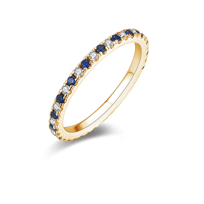 Dual Sapphire Round Moissanite Silver Stackable Ring | IL0000