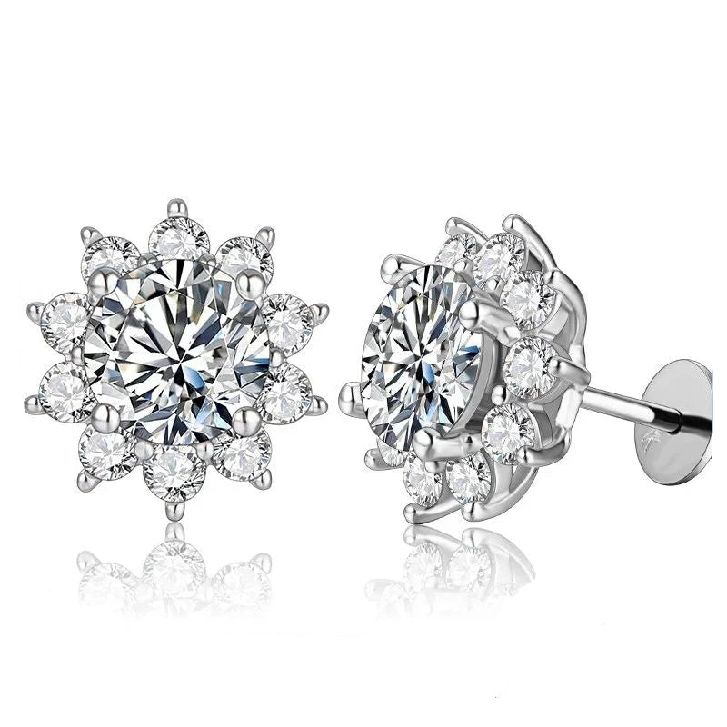 Snowflake Stud Moisssanite Earrings | IL0000