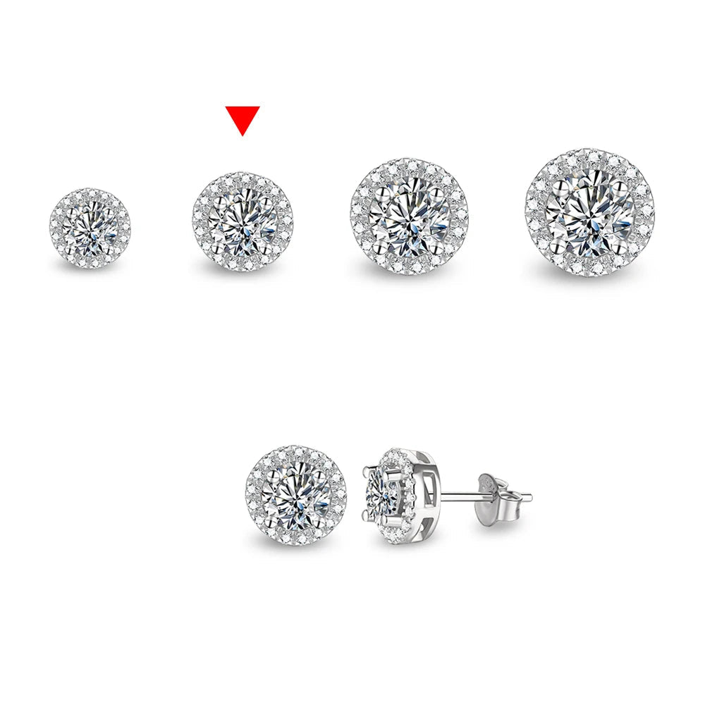 Round Cut Moissanite Rhodium Plated Earrings | IL0000