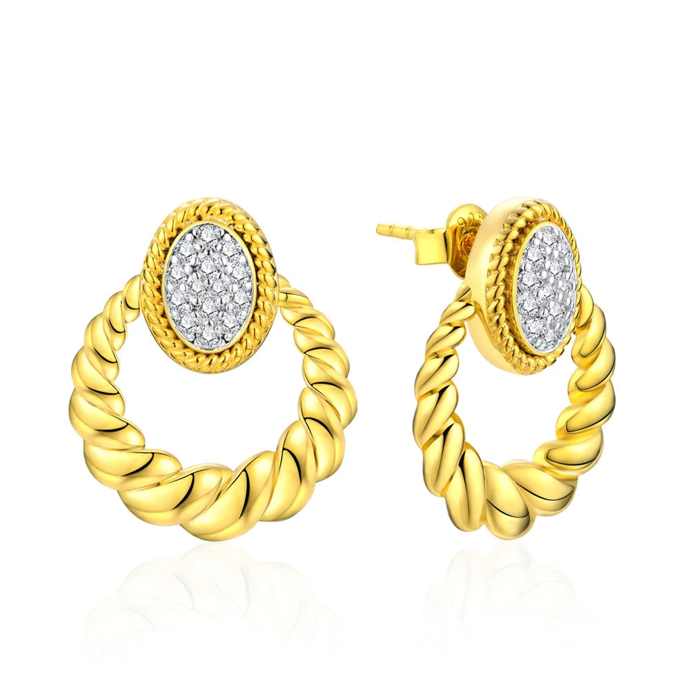 Luxe Rope Hoop Moissanite Stud Earrings | IL0000