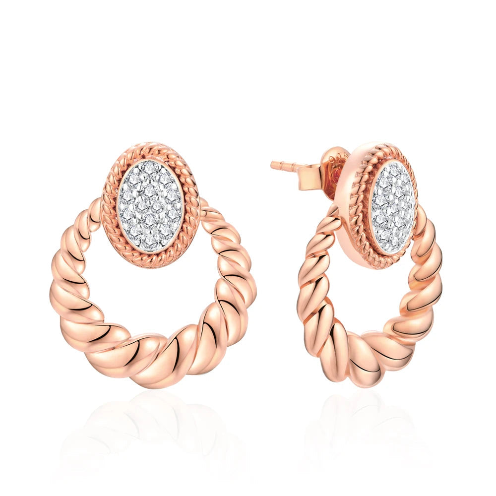 Luxe Rope Hoop Moissanite Stud Earrings | IL0000