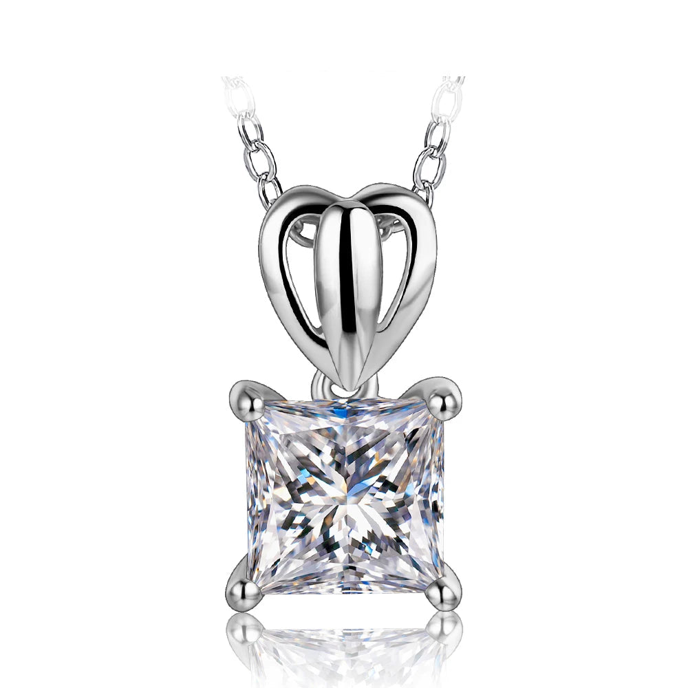 Princess Square Cut Moissanite Pendant Necklace | IL0000