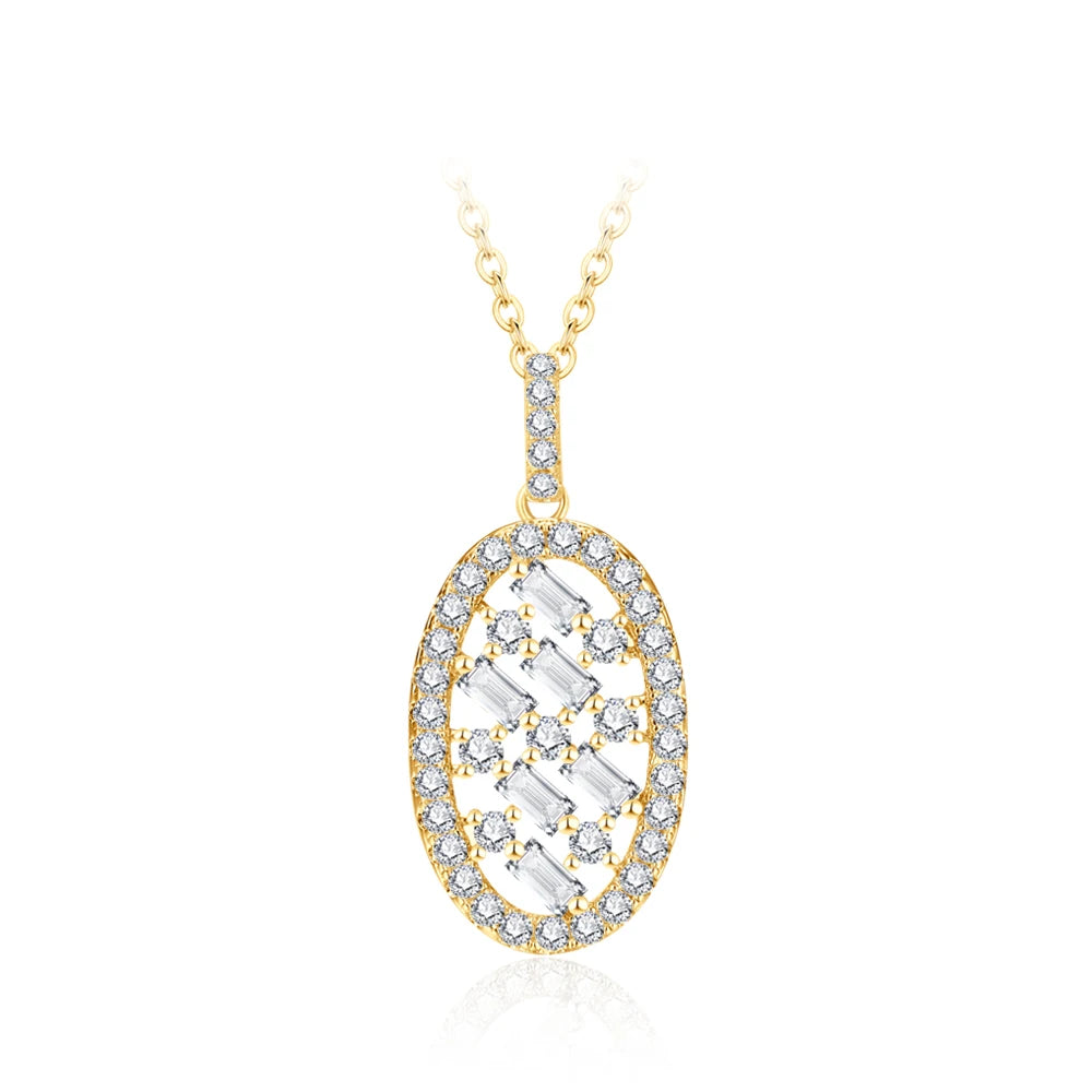 Oval White Gold Moissanite Necklace | IL0000