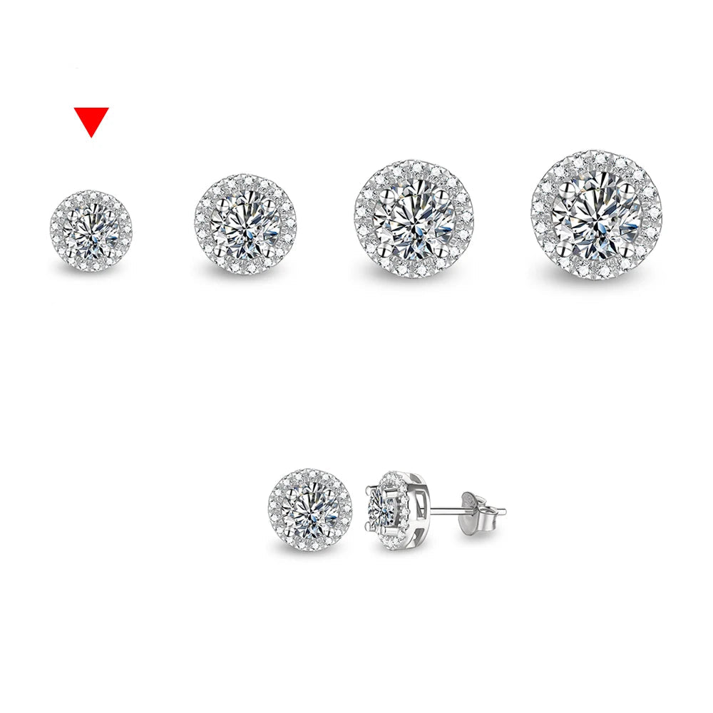 Round Cut Moissanite Rhodium Plated Earrings | IL0000