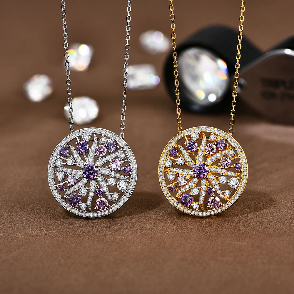 Moissanite Necklace w/ Zircon Mandala Pendant | IL0000