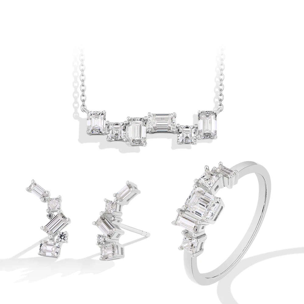 Baguette Emerald Cut Moissanite Jewelry Set | IL0000