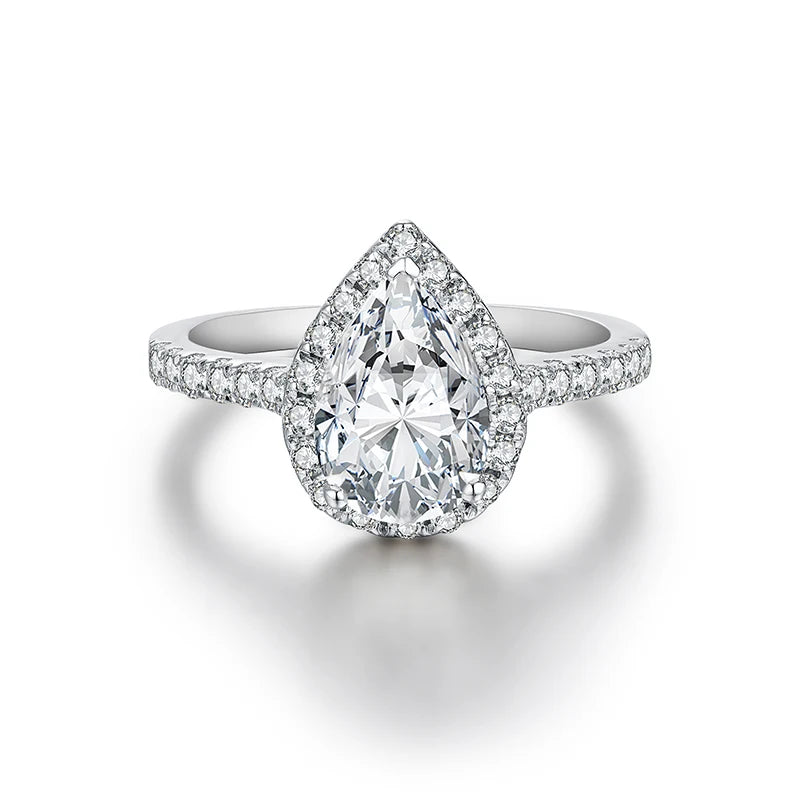 Pear Cut 2.0CT VVS1 Moissanite Silver Ring | IL0000