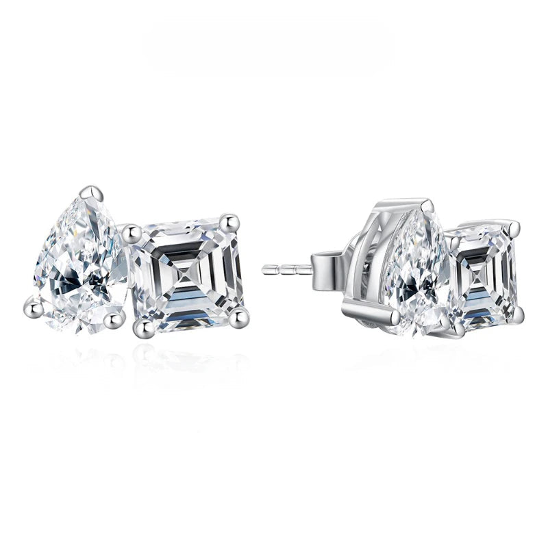 Pear & Asscher Moissanite Stud Earrings | IL0000