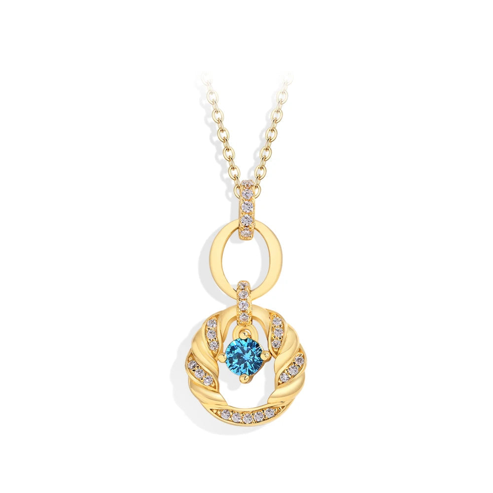 Elegant Moissanite & Blue Zircon Round Cut 4mm Pendant | IL0000