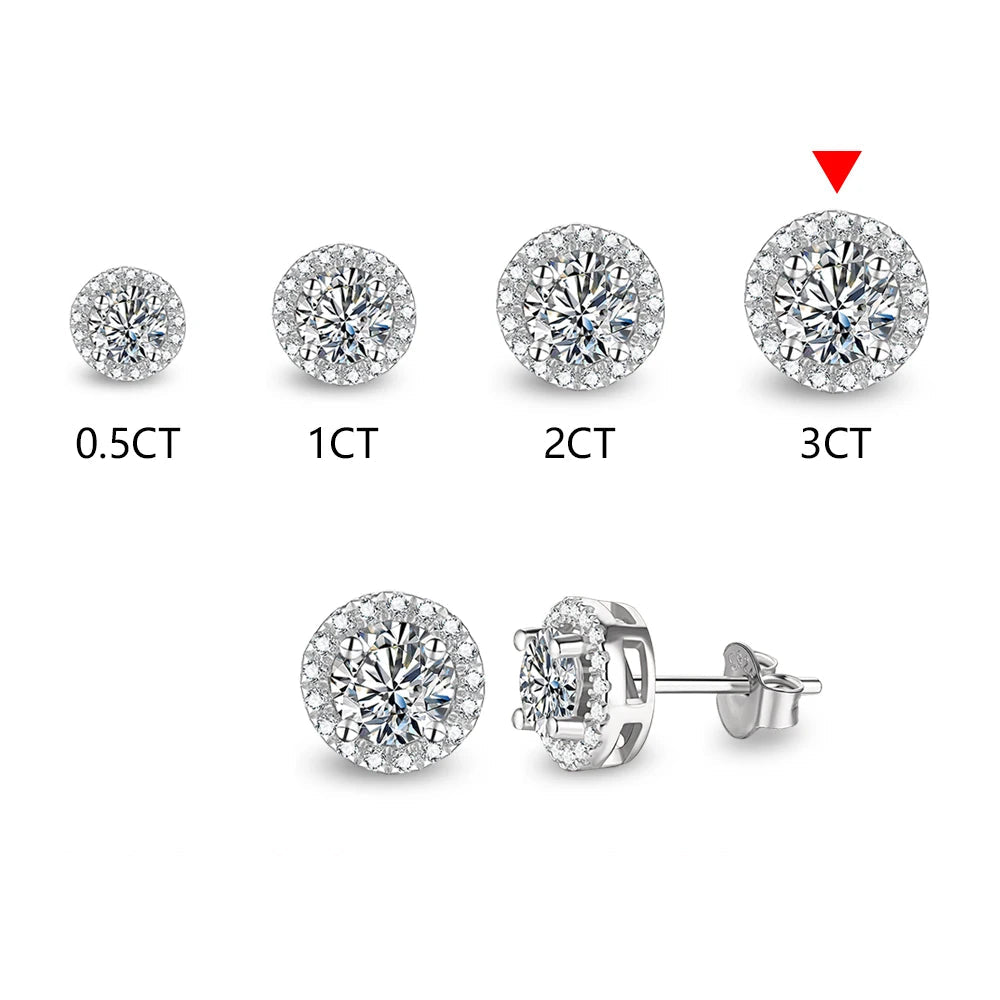 Round Cut Moissanite Rhodium Plated Earrings | IL0000