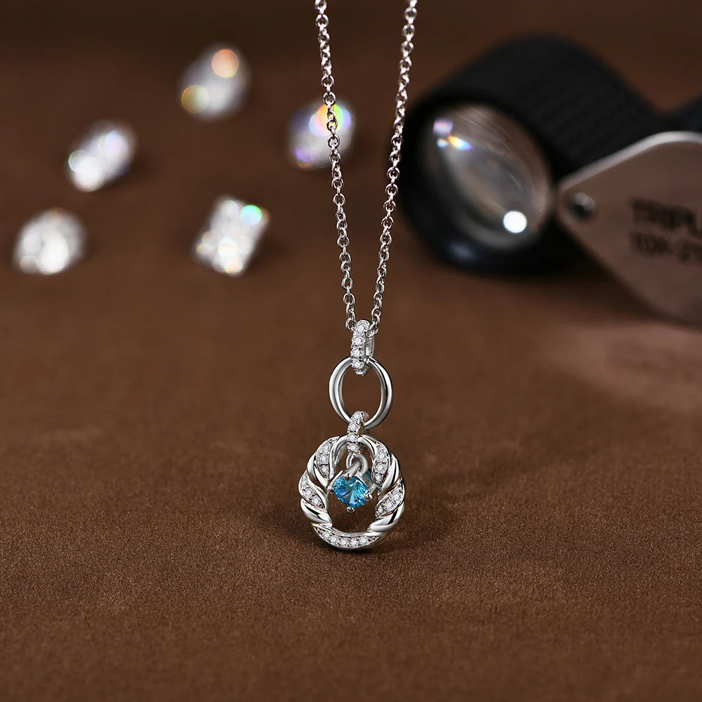 Elegant Moissanite & Blue Zircon Round Cut 4mm Pendant | IL0000