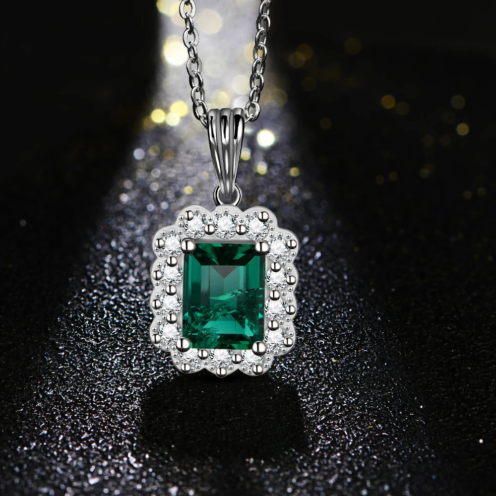 Lab Grown Emerald Gemstone Jewelry Set for Women Earrings Necklace Pendant S925 Silver White Gold Party Gifts Wholesale