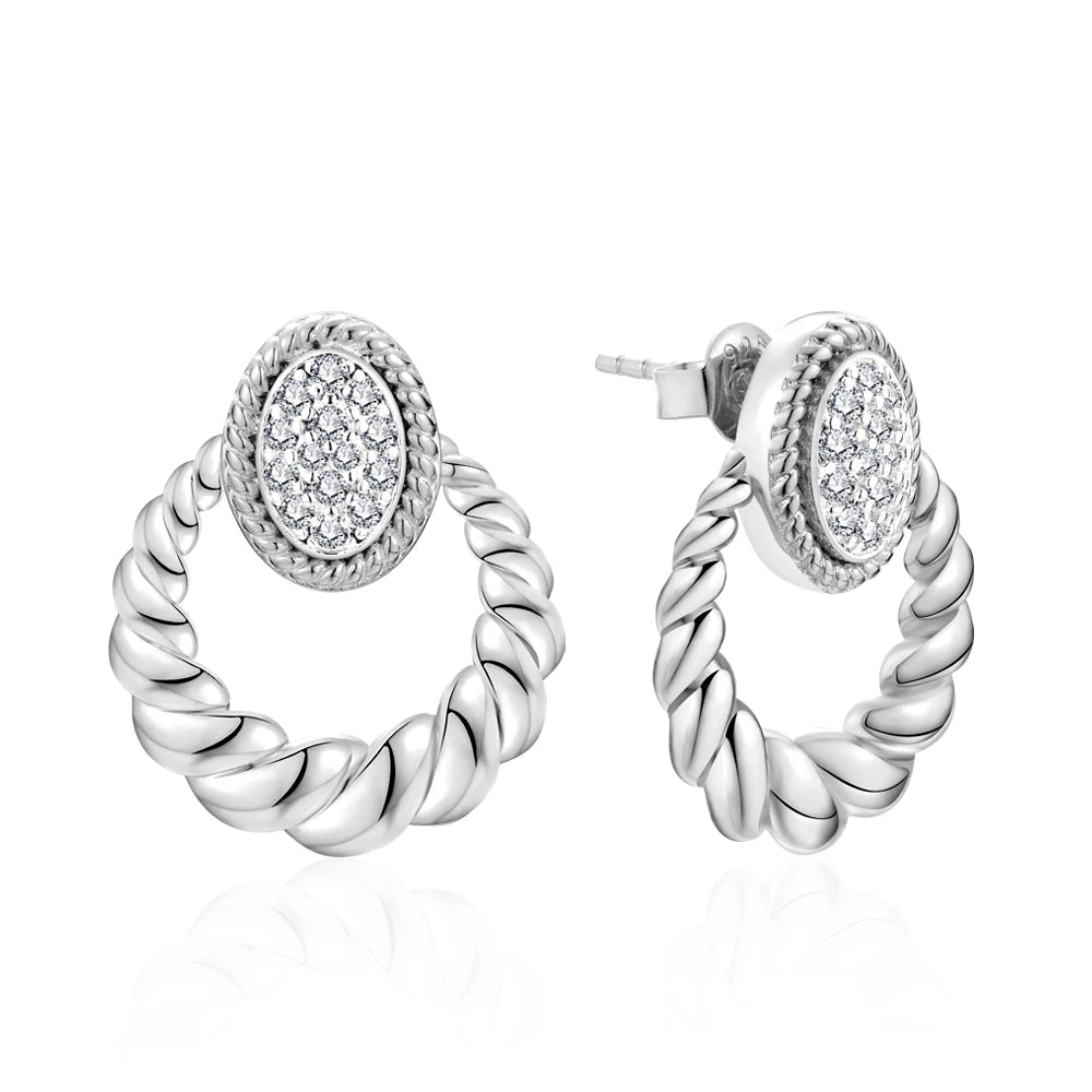 Luxe Rope Hoop Moissanite Stud Earrings | IL0000