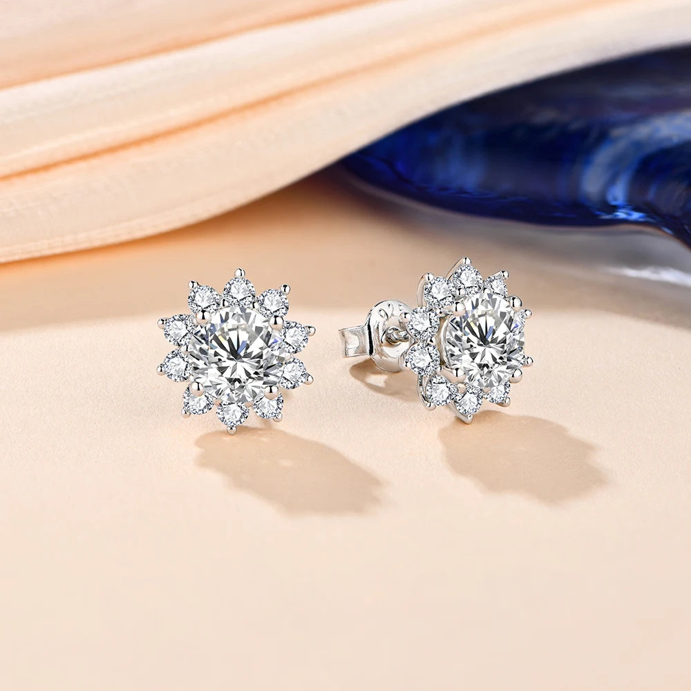 Snowflake Stud Moisssanite Earrings | IL0000