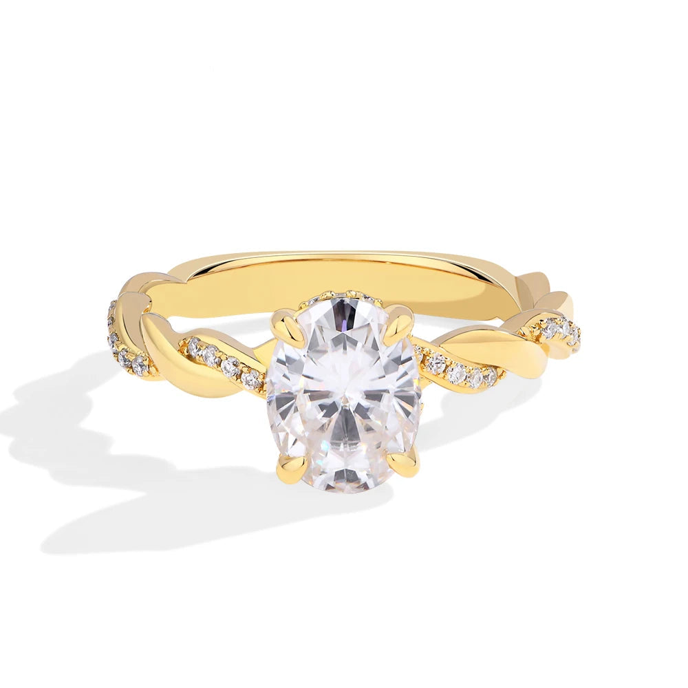 2Ct Oval Cut Cross Solitaire Moissanite Ring | IL0000