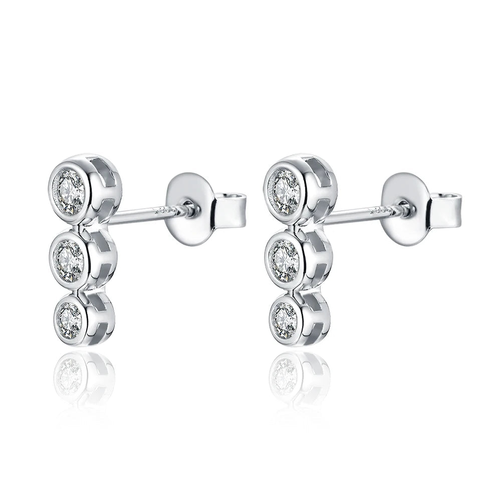 3 Stone Moissanite Stud Earrings | IL0000