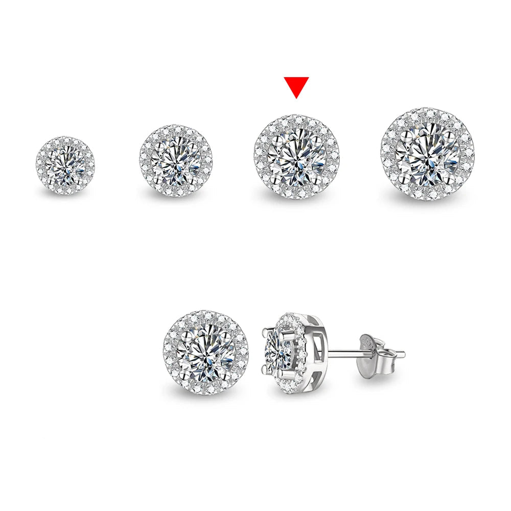 Round Cut Moissanite Rhodium Plated Earrings | IL0000