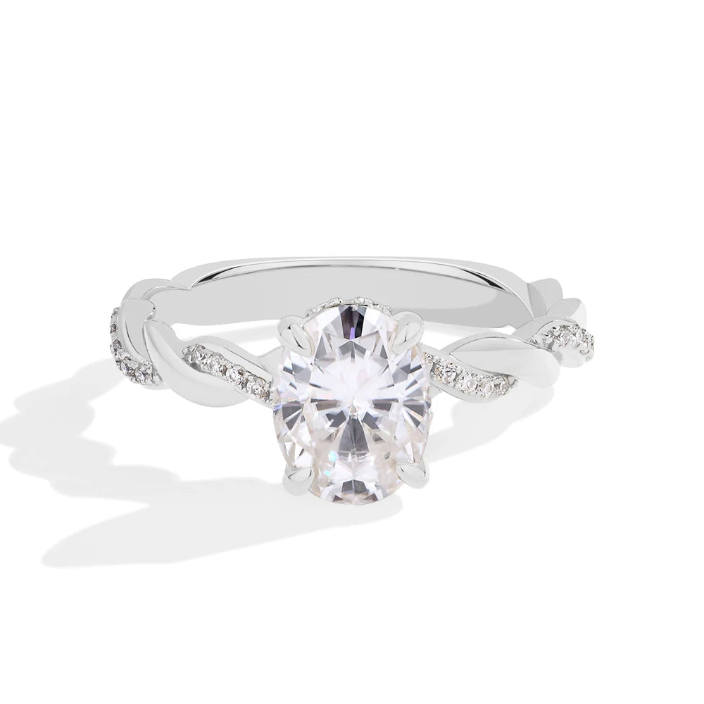 2Ct Oval Cut Cross Solitaire Moissanite Ring | IL0000