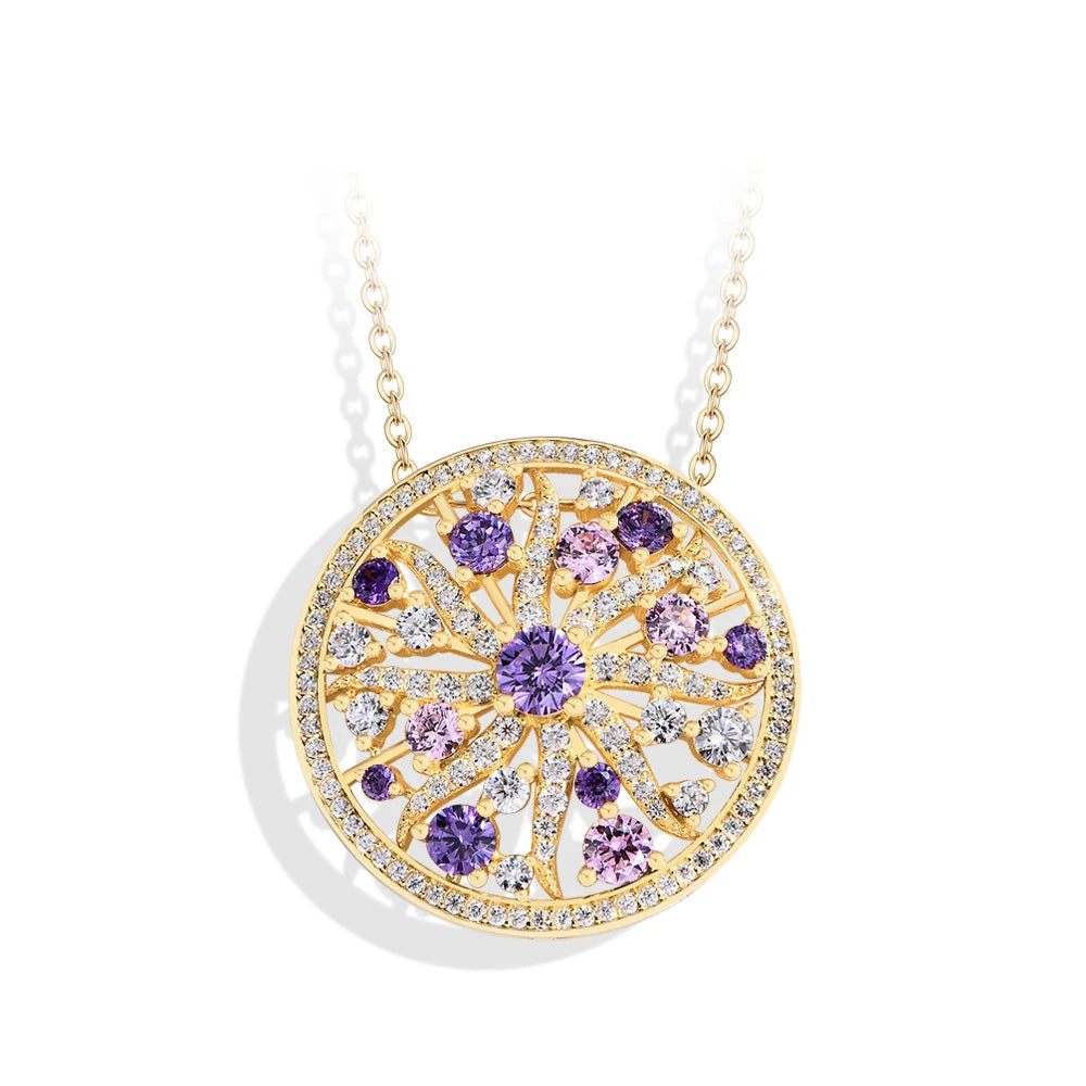 Moissanite Necklace w/ Zircon Mandala Pendant | IL0000