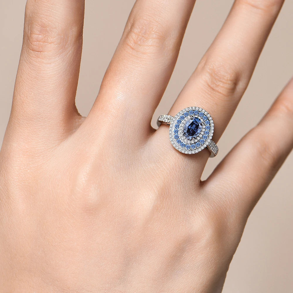 Oval Cut Blue Moissanite Ethnic Ring | IL0000