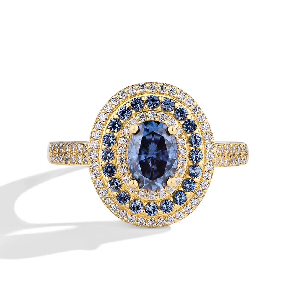 Oval Cut Blue Moissanite Ethnic Ring | IL0000