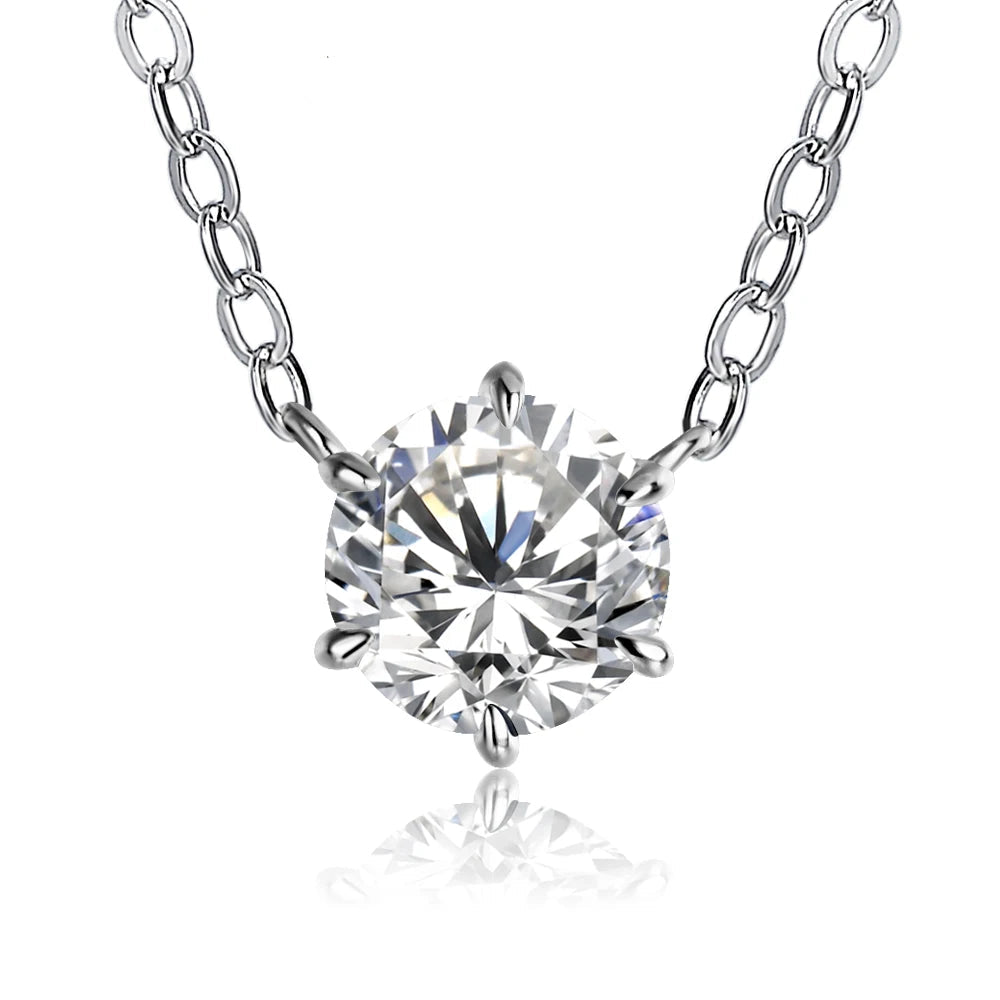 Round Cut White Moissanite Minimal Pendant | IL0000