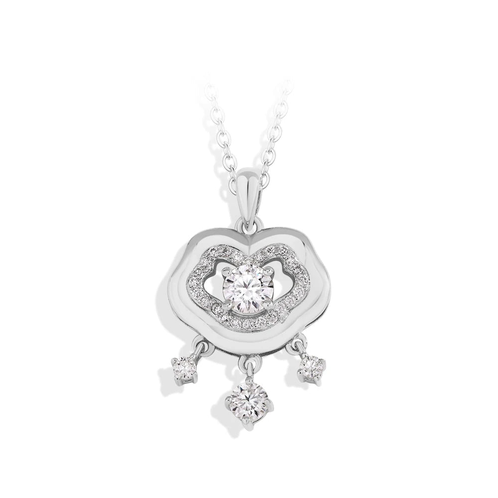 Classic Chinese Lock Moissanite Pendant Necklace | IL0000