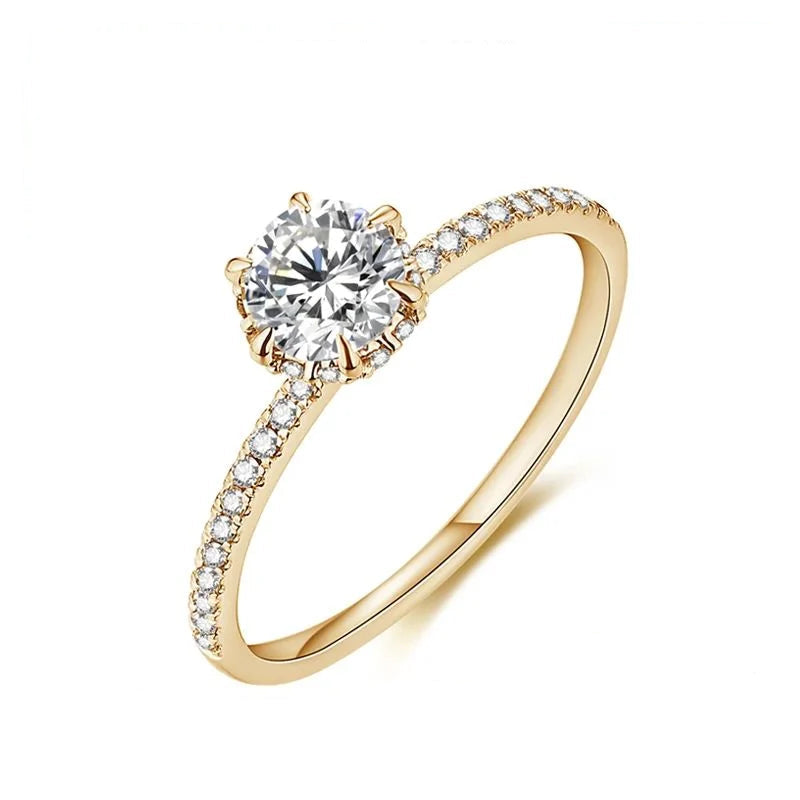 Yellow Gold 1.0CT Round Moissanite Ring | IL0000