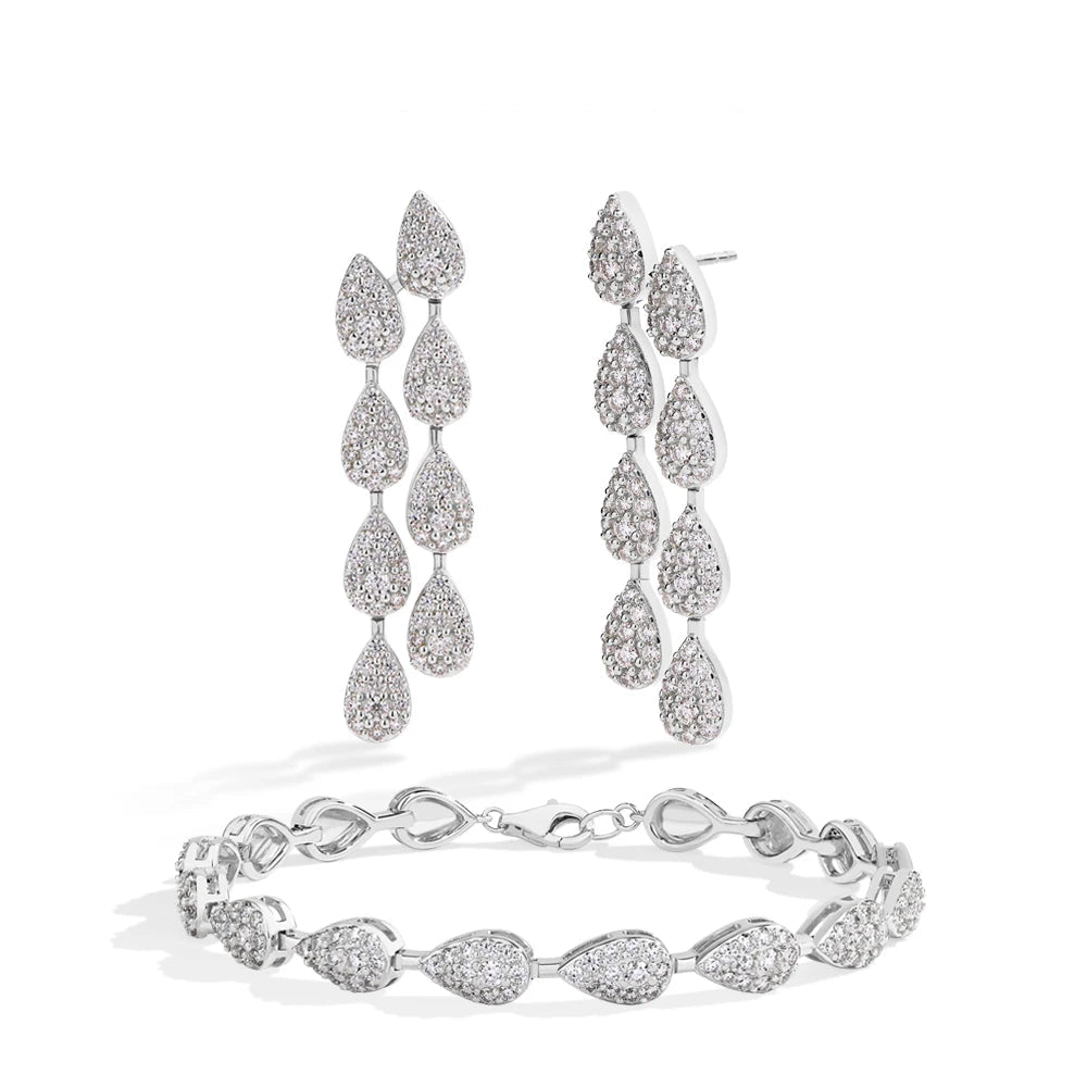 Pear Shape Moissanite Bracelet Drop Earrings for Women Jewelry Set S925 Sterling Silver Engagement Wedding Gifts Luxury