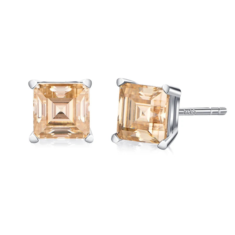 Princess-Cut Yellow Moissanite Stud Earrings | IL0000