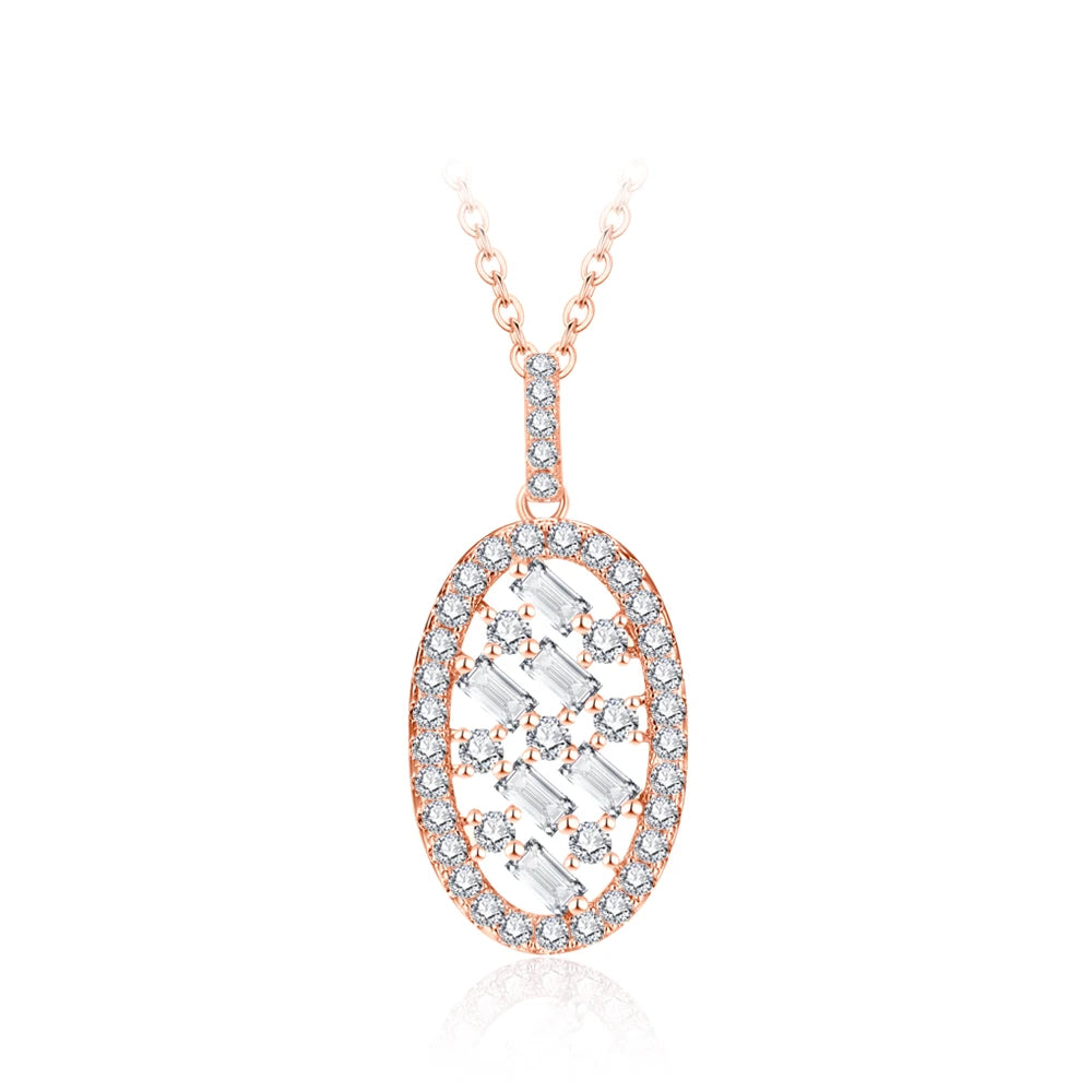 Oval White Gold Moissanite Necklace | IL0000