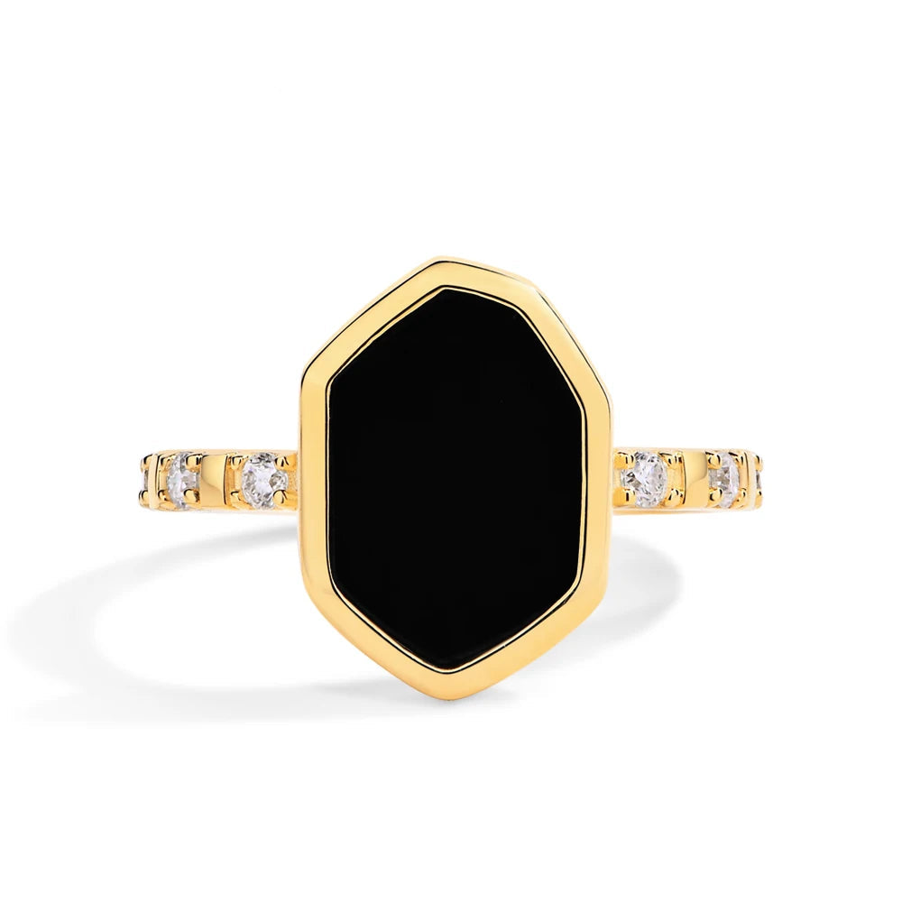 Hexagon Black Onyx Ring  | IL0000