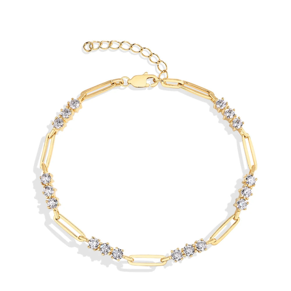 Chain Link Round Cut Moissanite Bracelet | IL0000