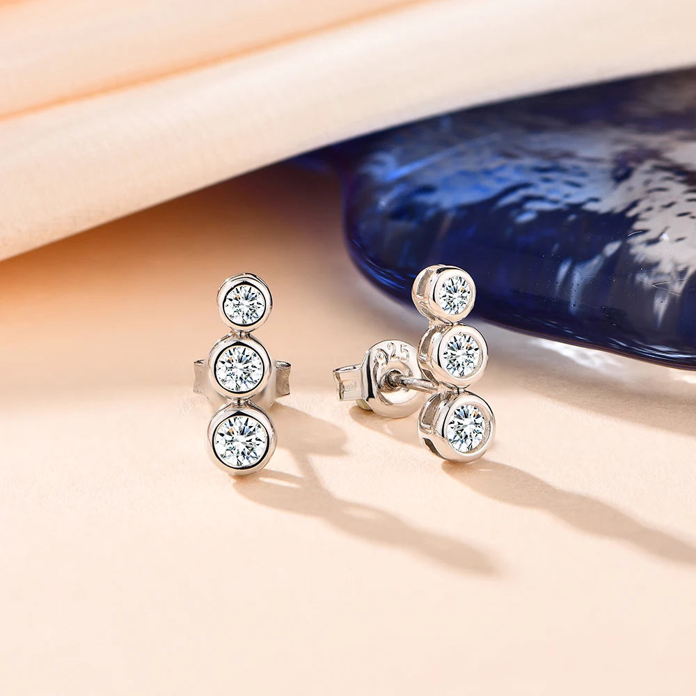 3 Stone Moissanite Stud Earrings | IL0000