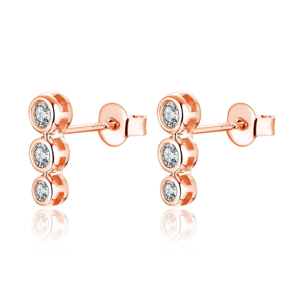 3 Stone Moissanite Stud Earrings | IL0000