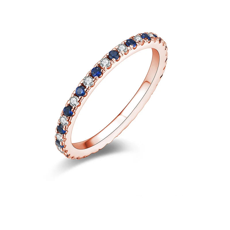 Dual Sapphire Round Moissanite Silver Stackable Ring | IL0000