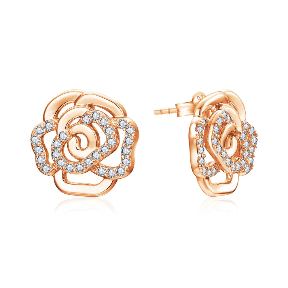 Rose of Love - Round Moissanite Stud Earrings | IL0000