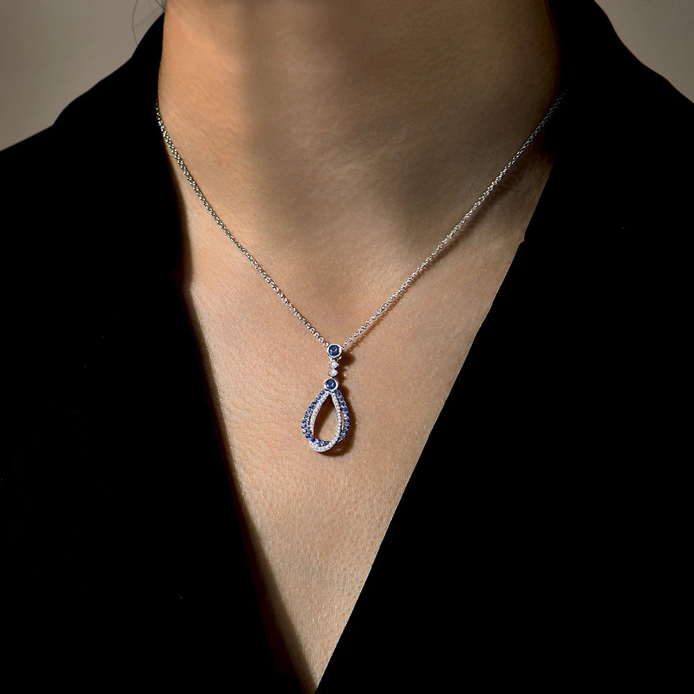 Blue Spinel - Moissanite Necklace | IL0000