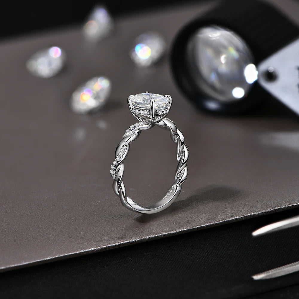 2Ct Oval Cut Cross Solitaire Moissanite Ring | IL0000