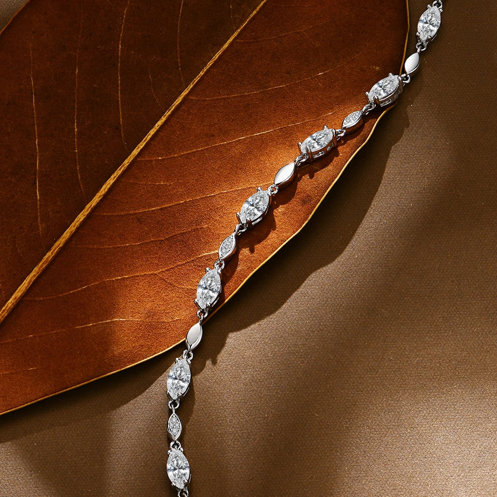 Marquise Round Cut Moissanite Tennis Bracelet | IL0000