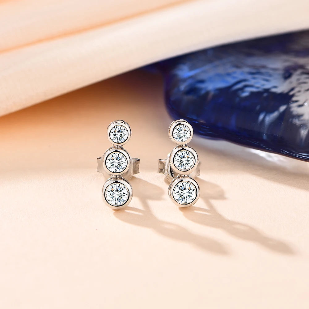 3 Stone Moissanite Stud Earrings | IL0000