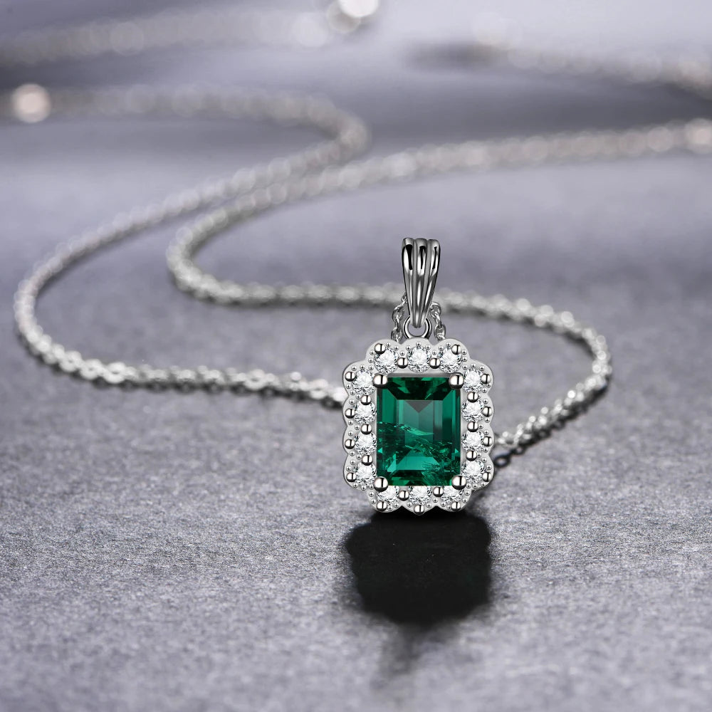 Lab Grown Emerald Gemstone Jewelry Set for Women Earrings Necklace Pendant S925 Silver White Gold Party Gifts Wholesale